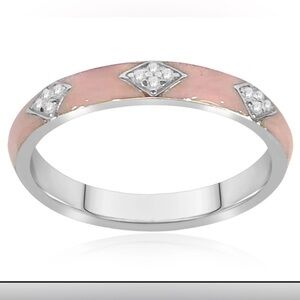 Affinity Accents Diamond Pink Enamel ring. Sterling Silver. Size 8